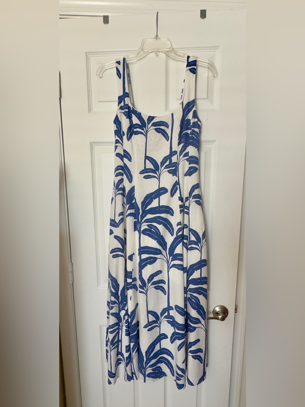 Blue Palm Print Maxi Dress